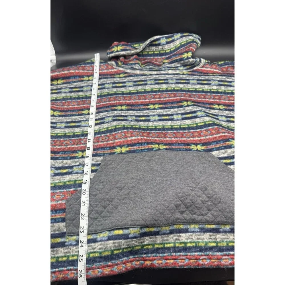 Andthewhy Colorful Southwest Aztec Western Print Cowlneck Womens Sweater L NEW‎